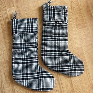 Martha Stewart Bundle of Two Black and White Christmas Stockings